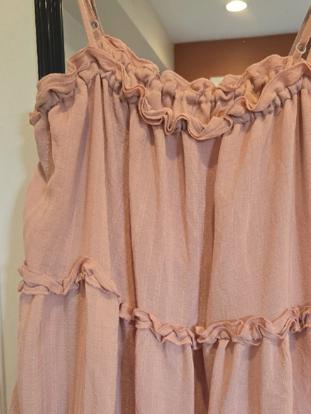 Pink Ruffle Tiered Spaghetti Strap Dress | NWOT
